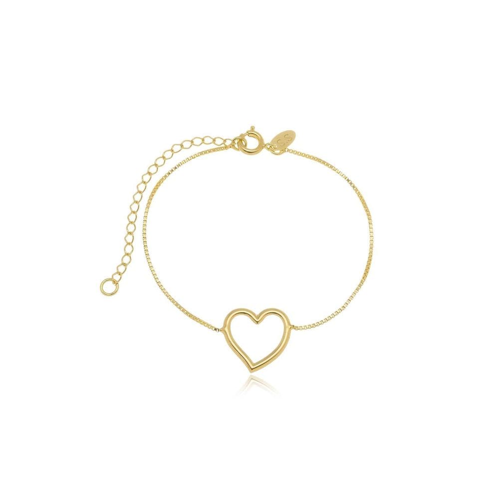 Pulseira Coração Vazado Banhada A Ouro 18K
