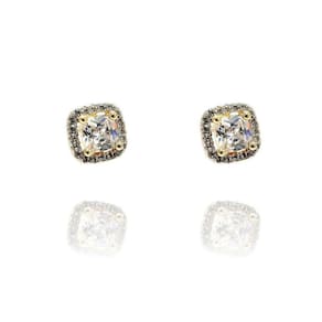 Brinco Zircônia Quadrado Banhado A Ouro 18K