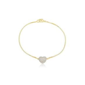 Pulseira Coração Banhada A Ouro 18K