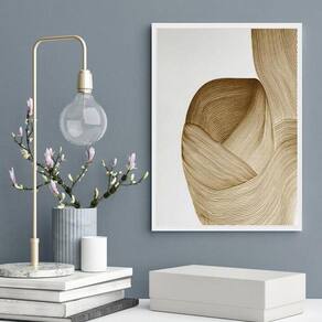 Quadro Decorativo Abstrato Onda Bege 33X24Cm