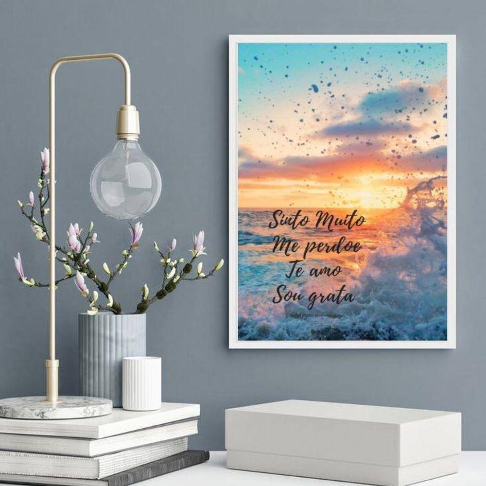 Quadro Decorativo Ho` Oponopono Mágico- Mar 33X24Cm