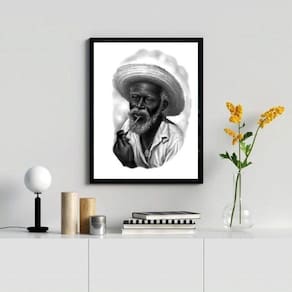 Quadro Preto Velho- Desenho Preto E Branco 45X34Cm