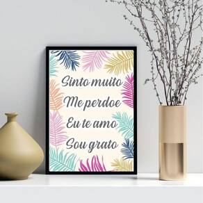 Quadro Decorativo Ho` Oponopono Mágico- Folhas 45X34Cm Vidro