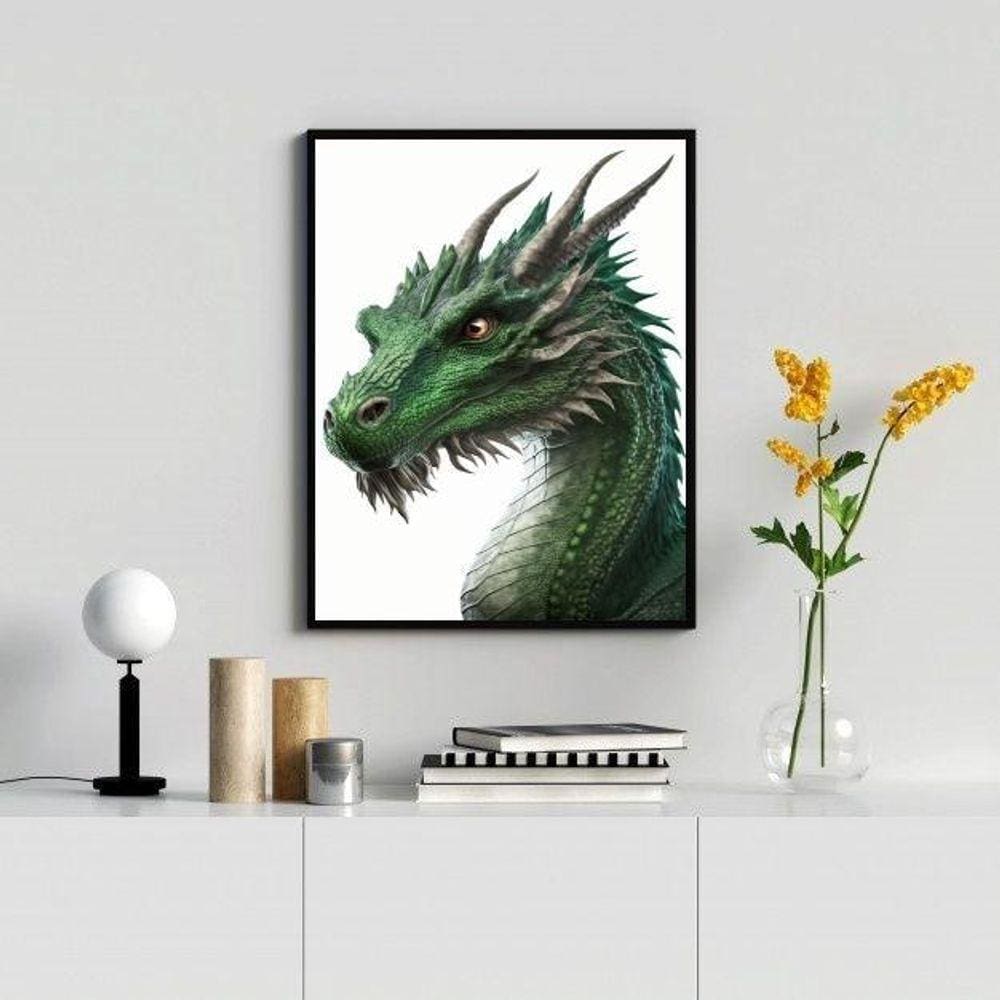 Quadro Decorativo Arte Dragão 45X34Cm - Com Vidro