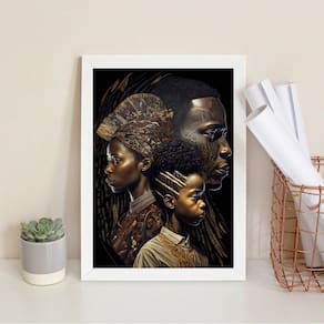 Quadro Decorativo Africanos 33X24Cm - Com Vidro