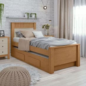 Cama Solteiro Athenas com Auxiliar Amêndoa Clean Off White Flex - Lopas