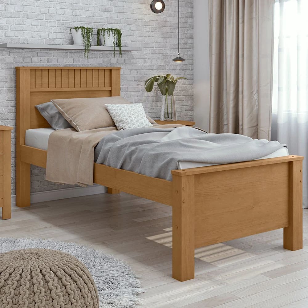 Cama Solteiro Athenas Flex  Amêdoa/Off White - Lopas