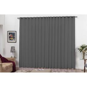 Cortina Quarto E Sala 3,00X2,50 Com Ilhos Para Varão Cinza