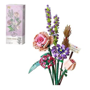 Flor de cerejeira em vaso suculenta montada DIY com Building Bl