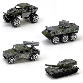 Conjunto de modelos de tanque de brinquedo, 4 peças Armoczerwony Car Mini Slide Toys