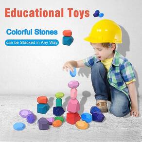 Conjunto de brinquedos educativos de empilhamento de madeira Balancing Stones