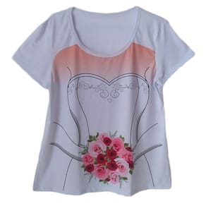 Camiseta adulta feminina chá bar noiva buquê
