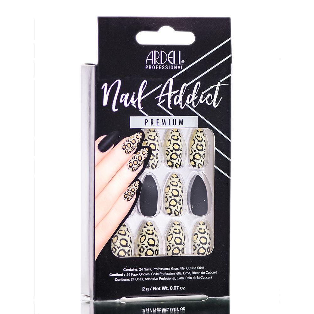 Conjunto de unhas artificiais Ardell Nail Addict Premium Black Leopard