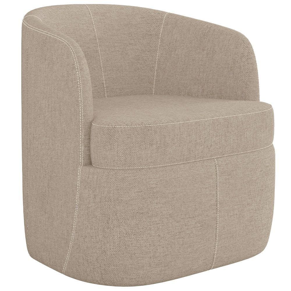 Poltrona Decorativa Giratória para Sala de Estar Siena K01 Linho Bege - Lyam Decor