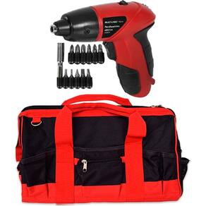 Kit Bolsa 18POL da MTX + Parafusadeira a Bateria 4,8V MULTILASER