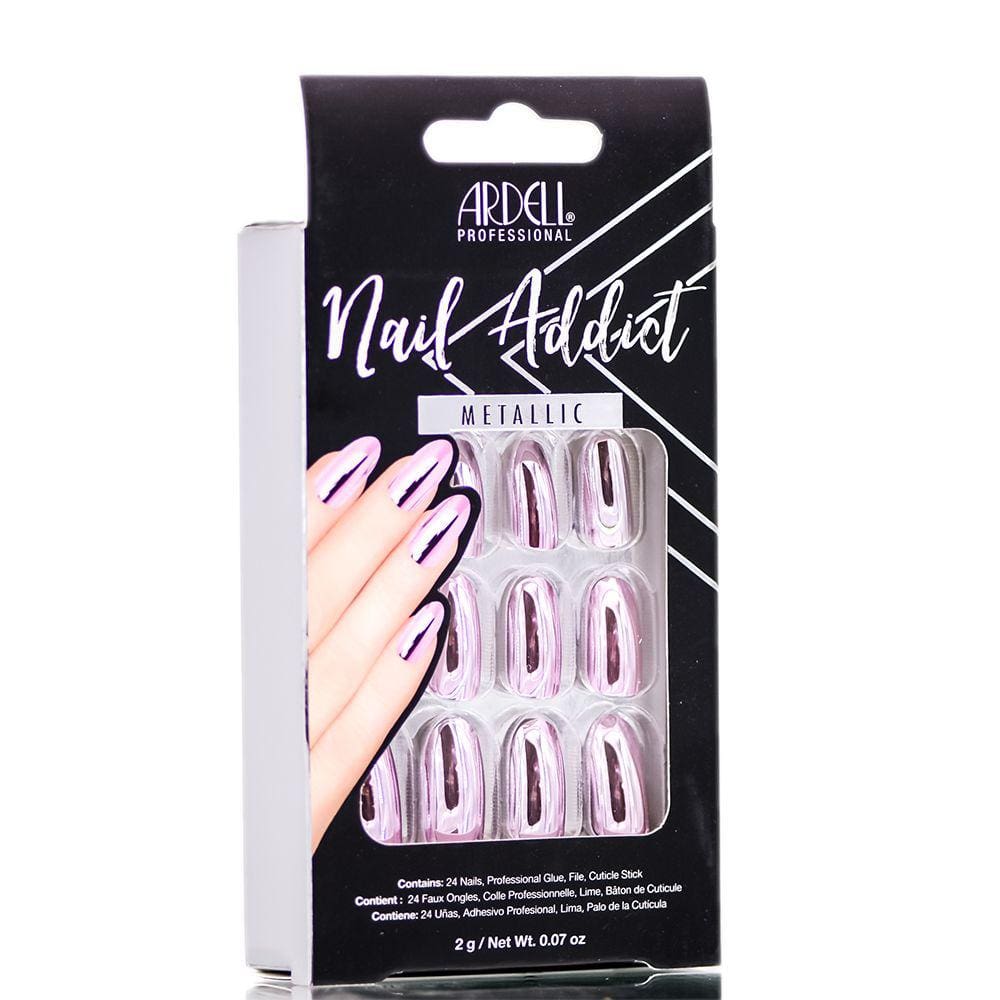 Conjunto de unhas artificiais Ardell Nail Addict Metallic Pink