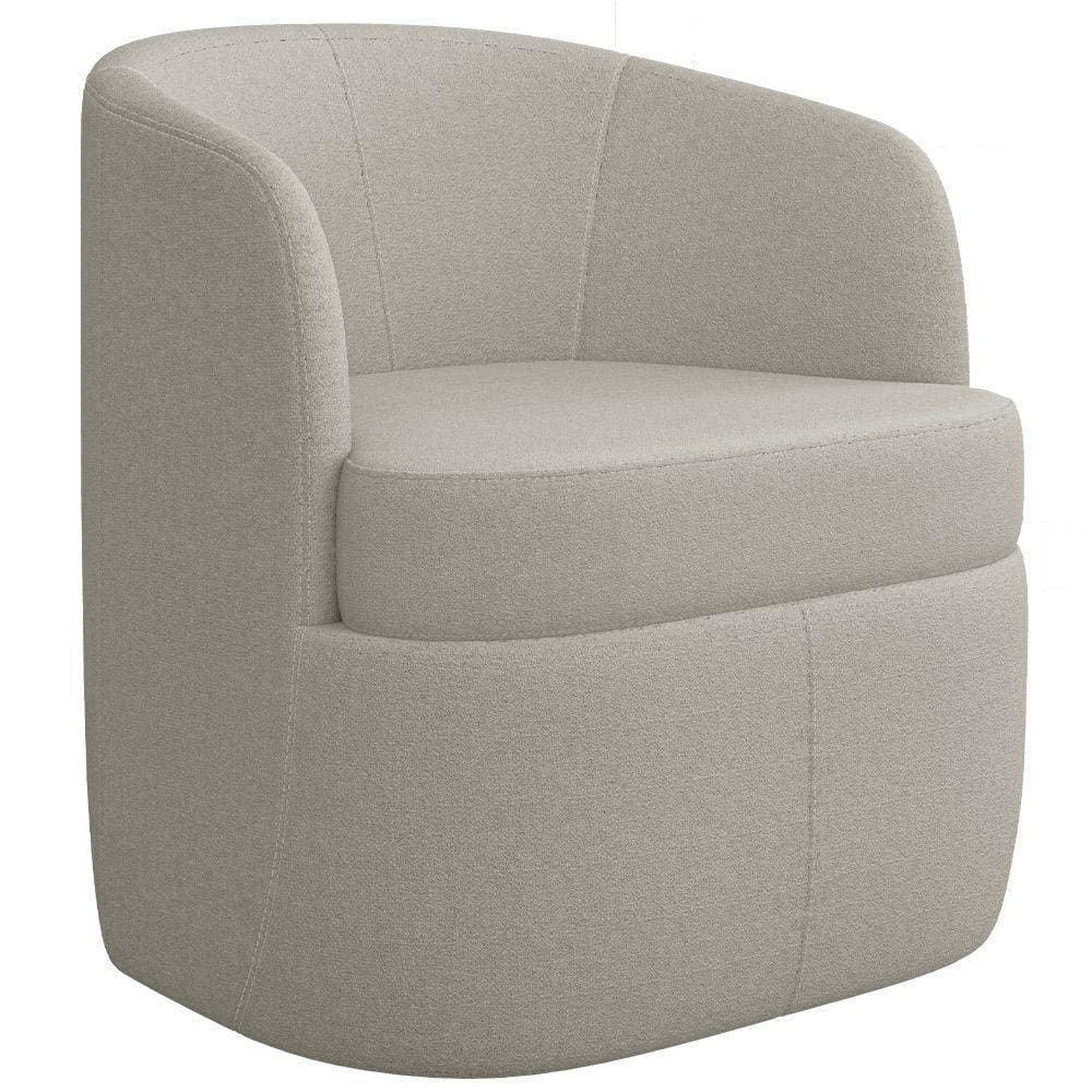 Poltrona Decorativa Giratória para Sala de Estar Siena K01 Bouclê Bege - Lyam Decor