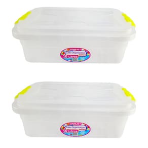 Kit 2 Caixa Cesto Organizadora Transparente Multiuso 10 Litros