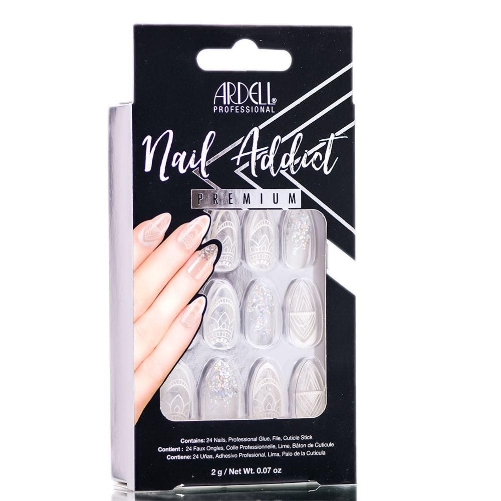 Conjunto de unhas artificiais Ardell Nail Addict Premium com vidro deco