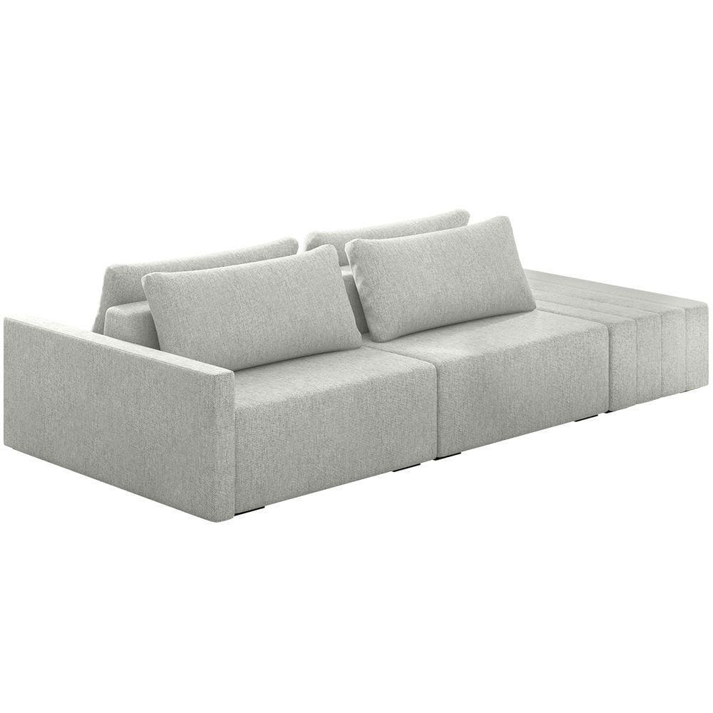 Sofá Ilha Modular para Sala 232cm com Puff Dublin K01 Linho Cinza - Lyam Decor