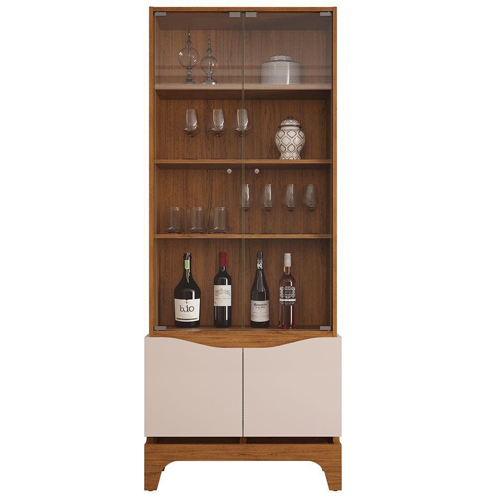 Cristaleira Para Sala de Jantar Bar Adega 2 Portas Clarice D05 Freijó Off White - Lyam Decor
