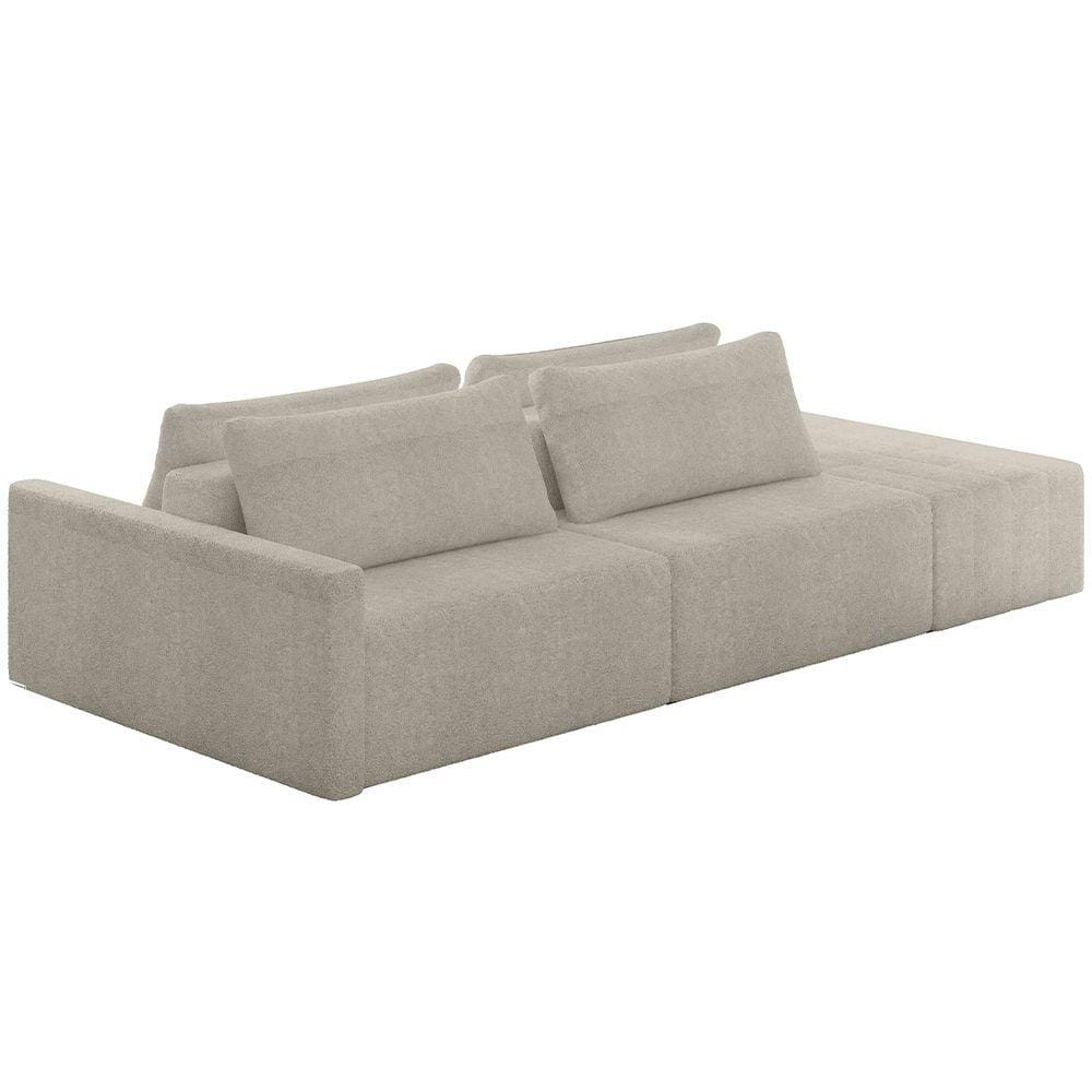 Sofá Ilha Modular para Sala 232cm com Puff Dublin K01 Bouclê Bege - Lyam Decor