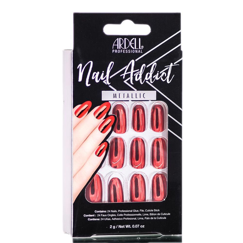Conjunto de unhas artificiais Ardell Nail Addict Metallic Red