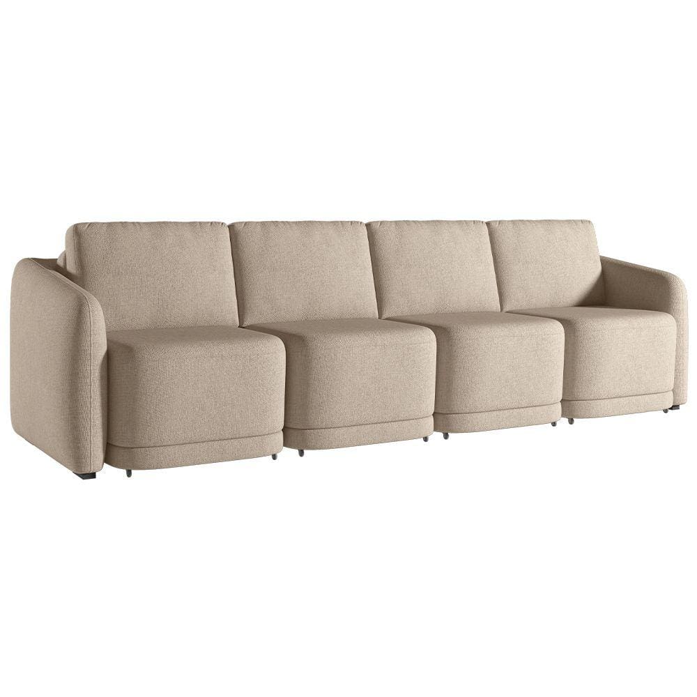 Sofá Cama para Sala de Estar 4 Lugares 356cm Montserrat K01 Linho Bege - Lyam Decor
