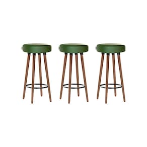 Kit 3 Banquetas Moderna Alta Roma Slim Verde 70cm