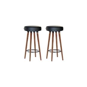 Kit 2 Banquetas Moderna Alta Roma Slim Preto 70cm