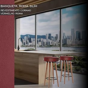 3 Bancos Banquetas Roma Slim Redonda Alta 70cm Romã