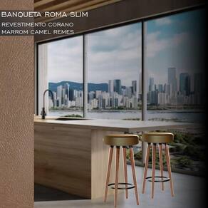 4 Bancos Banquetas Roma Slim Redonda Alta 70cm Camel
