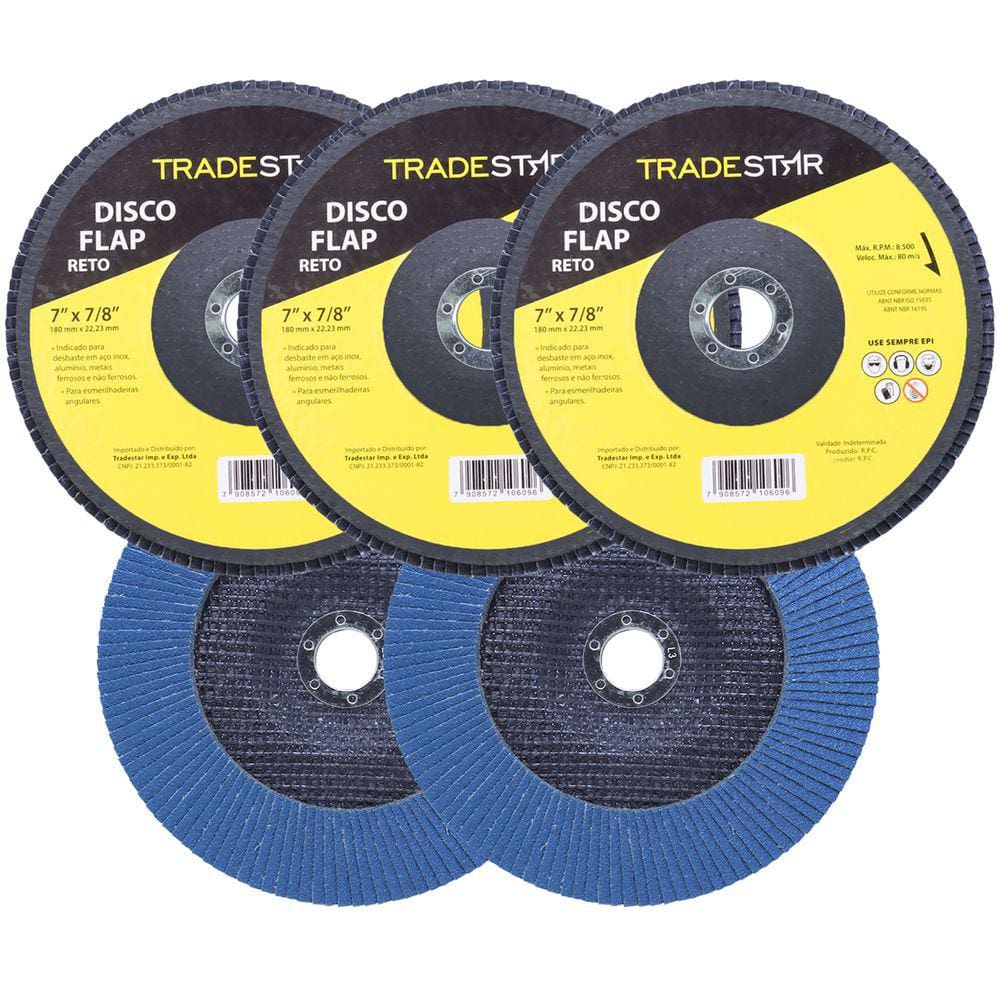 Kit Disco de Lixa Flap 7" Pol Grão 40 Lixadeira 05 UN Reto
