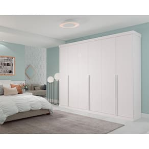 Guarda Roupa Casal em MDF 6 Portas Guarapari Panan Móveis Branco