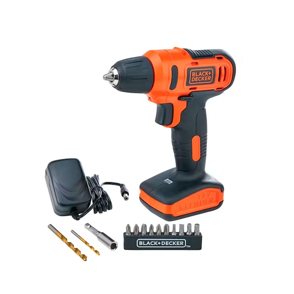Black+Decker Parafusadeira / Furadeira 3/8" (10mm) 12V Íon de Lítio com 13 Acessórios - Bivolt