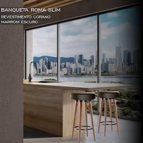 2 Bancos Banquetas Roma Slim Redonda Alta 70cm Marrom