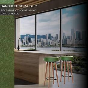 2 Bancos Banquetas Roma Slim Redonda Alta 70cm Verde
