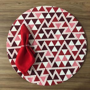 Jogo De Sousplat De Tecido 6 Lugares Completos Vermelho