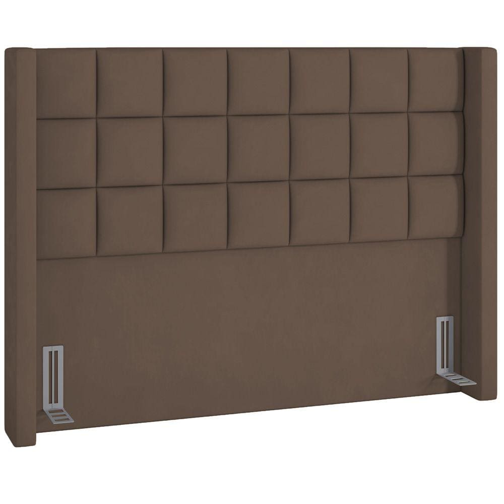 Cabeceira Cama Box Queen 160 cm P05 Paris Veludo Marrom - Lyam Decor