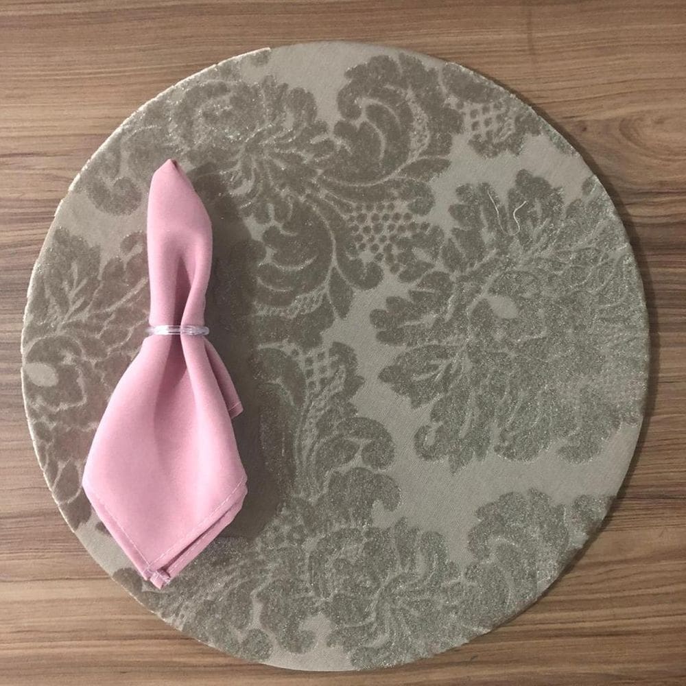 Jogo De Sousplat De Tecido 6 Lugares Completos Rosa