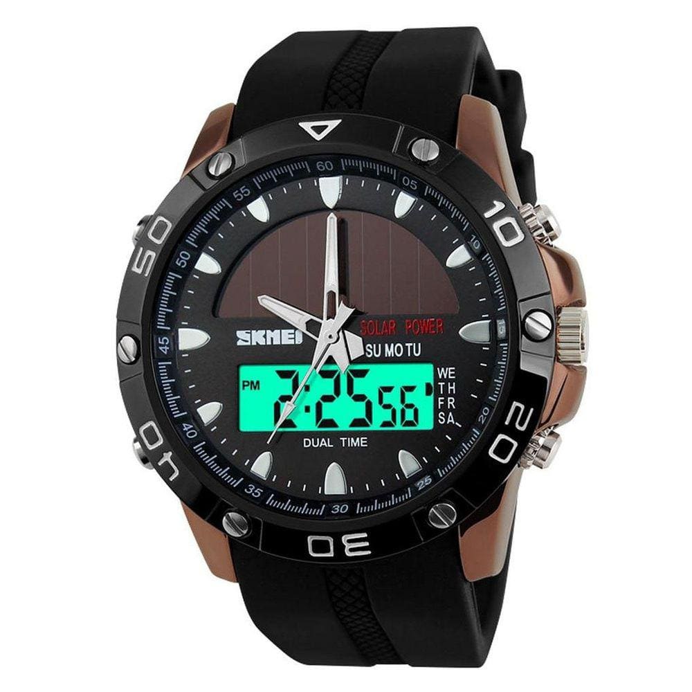 Relógio de pulso masculino Carlien Solar Power Military Dual Time