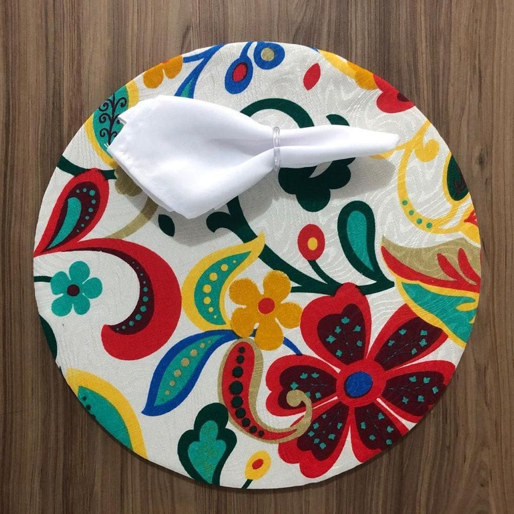 Jogo De Sousplat De Tecido 6 Lugares Completos Branco