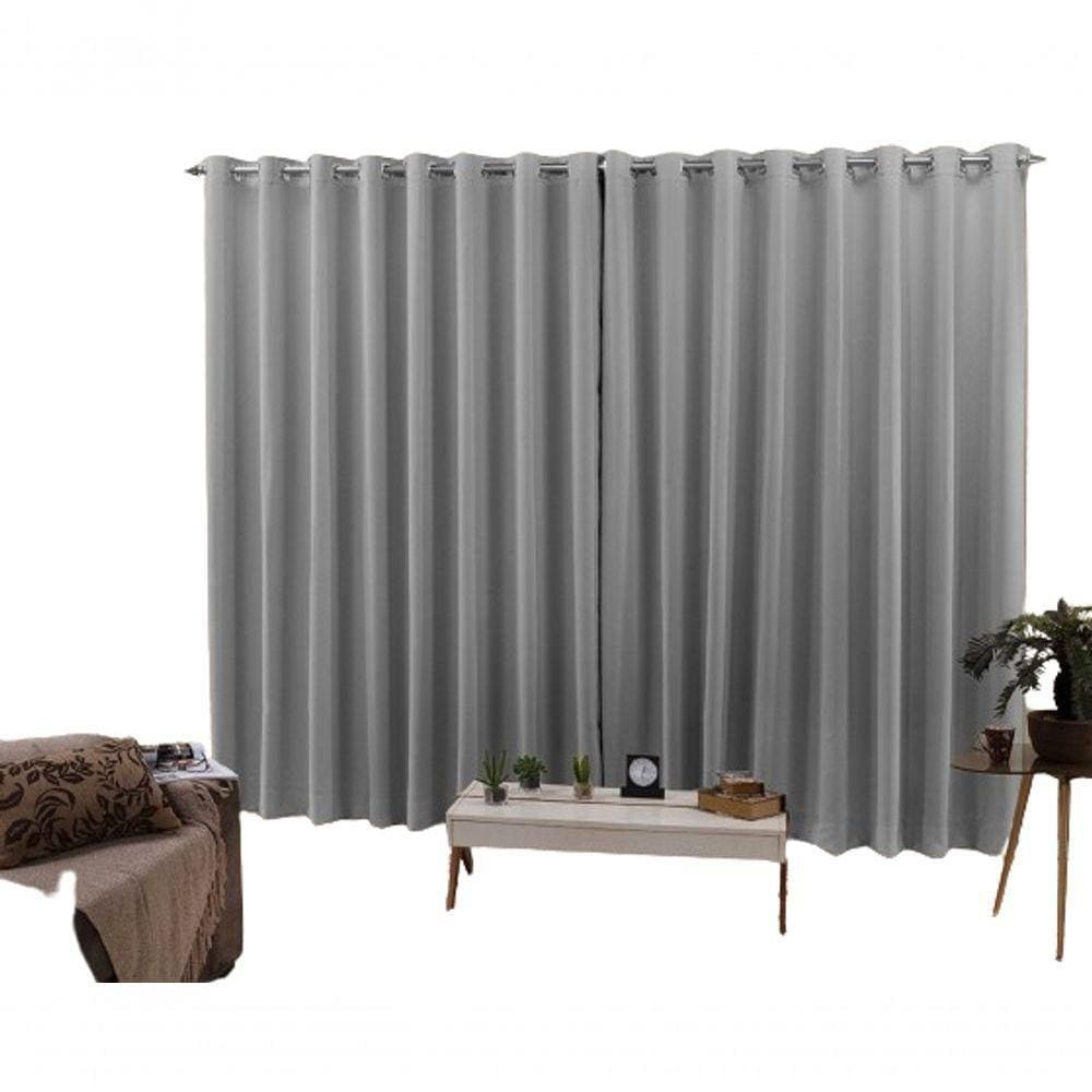 Cortina 6,00x2,50 Sala Quarto Cozinha Blackout Corta Luz Cor:cinza