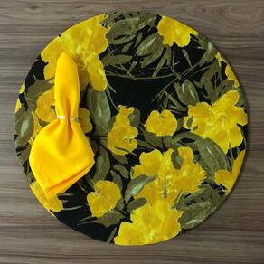 Jogo De Sousplat De Tecido 6 Lugares Completos Amarelo