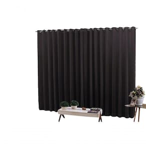 Cortina 5,00x2,60 Sala Quarto Cozinha Voil Forro Blackout Cor: Preto
