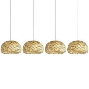 Kit 4 Pendente Bambu Fibra Natural Artesanal Bancada Boho