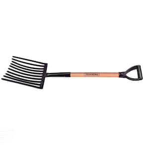 Forcado Para Cascalho Com 10 Dentes Tramontina Em Aço Com Cabo De Madeira 71 Cm Tramontina