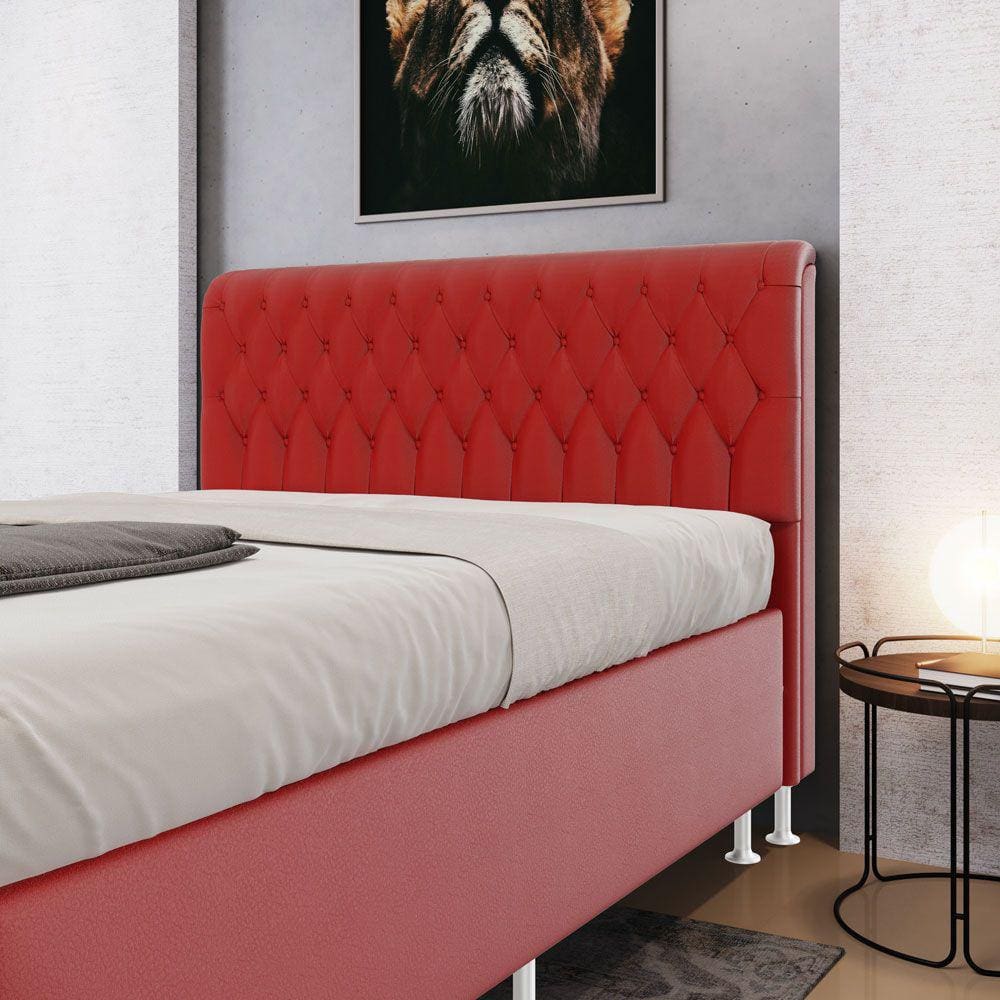 Cabeceira Bellatrix 140 / A-020 Couro Artificial Vermelho
