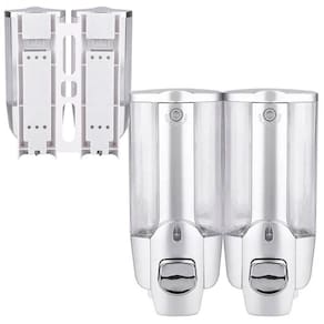 Dispenser Duplo Detergente Sabao Liquido Alcool Gel Parede Shampoo Condiconador Hotel Shopping