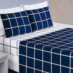 Jogo De Cama Com Lençol De Cima 200 Fios Austin Solteiro 03 Peças - Marinho